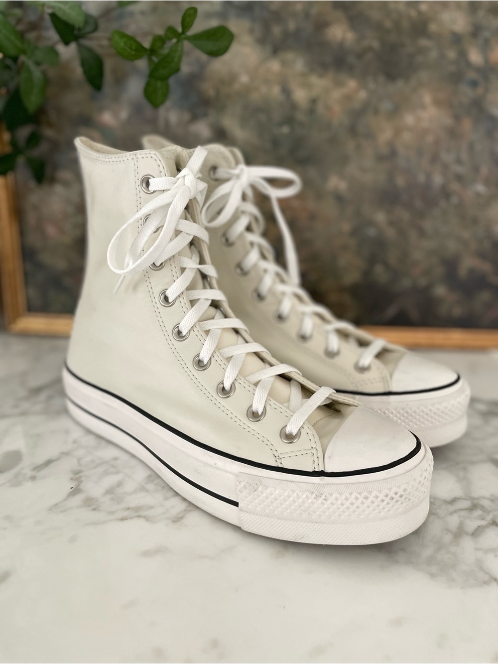 CONVERSE Chuck Taylor XHi‎ Extra High Top Size 9 Egret White Leather - Picture 4 of 8
